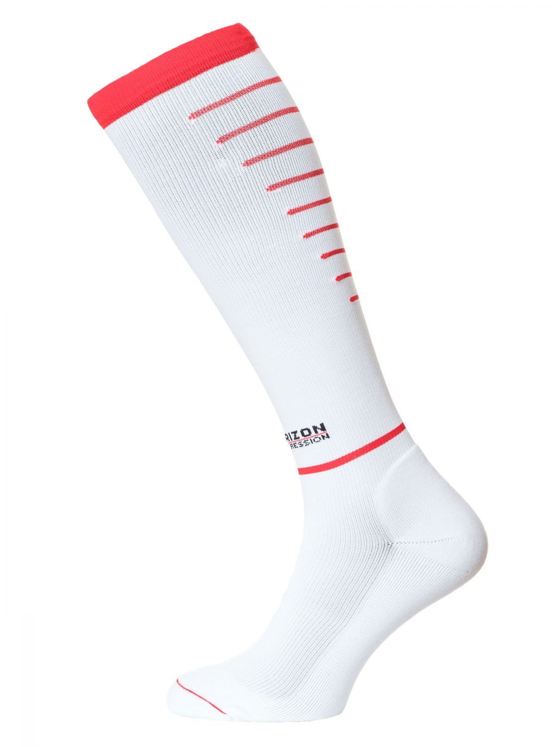 Horizon Performance Compression Over Calf Sock White Red
