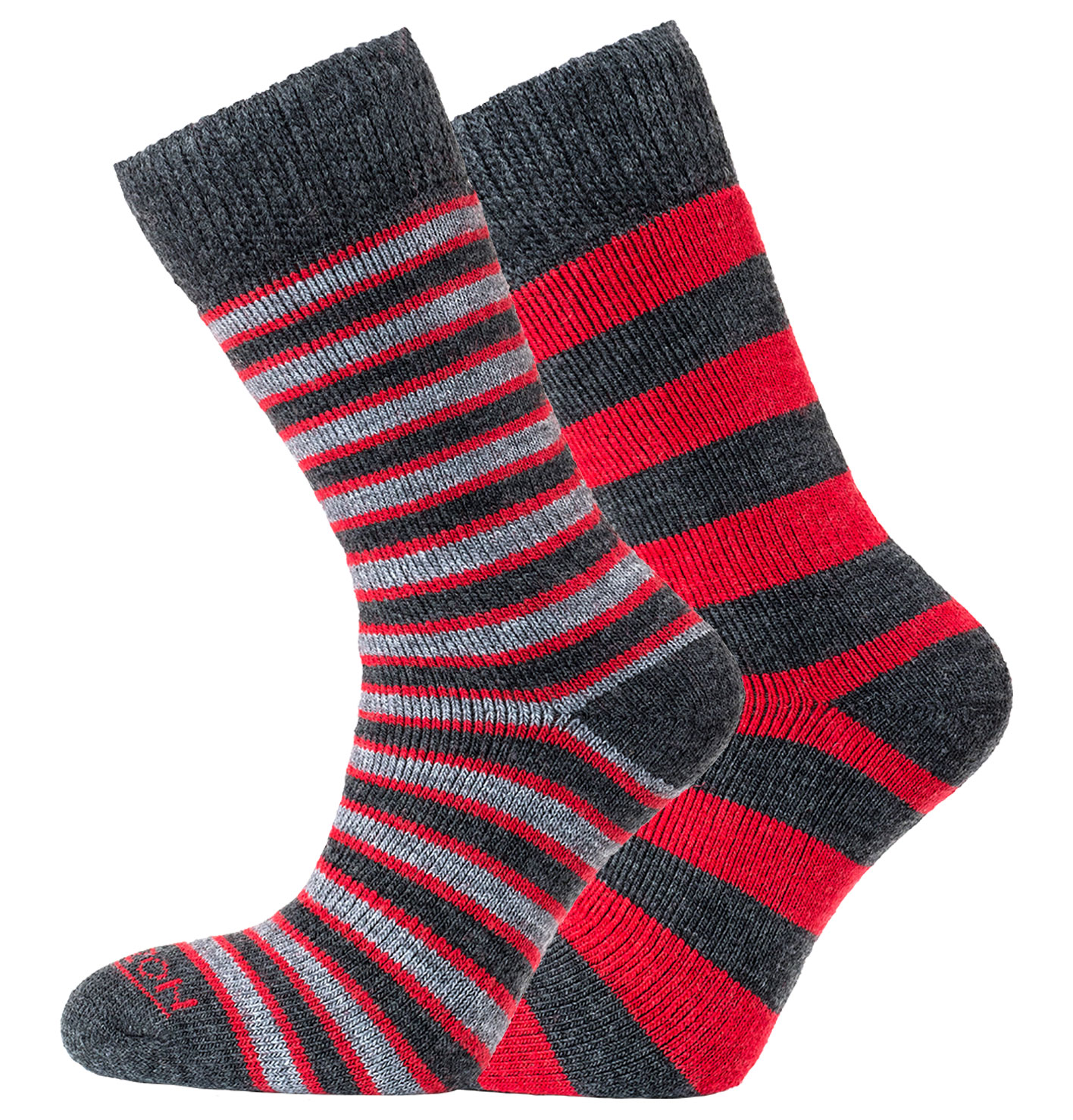 Merino Outdoor 2pk – Stripes & Hoops Red/Charcoal