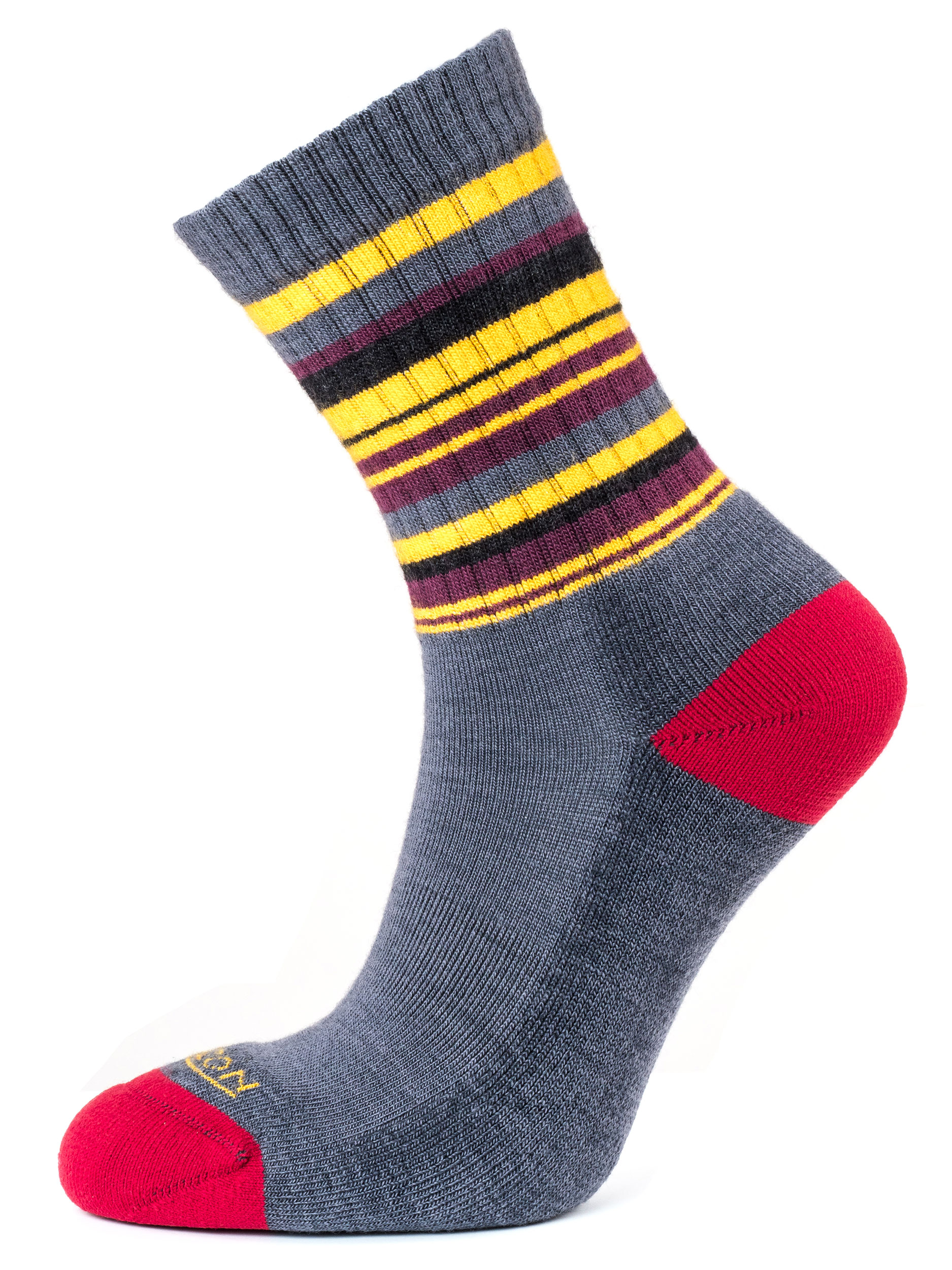 Horizon Premium Micro Crew Women's Socks Grey/Amber Stripe